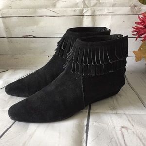 Michael Kors Black Suede Fringe Ankle Boots 8